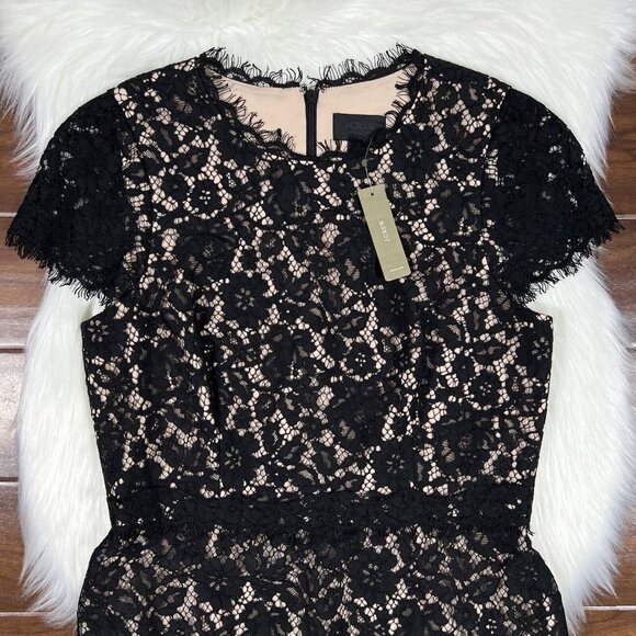 J. Crew Collection Women's Size 10 Black Lace Fit & Flare Dress F9096 - Picture 2 of 11